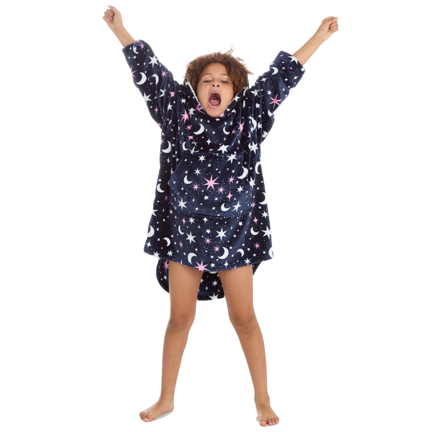 Huggable Hoodie Kids Fleece Oversized Hoodie - Moon and Stars