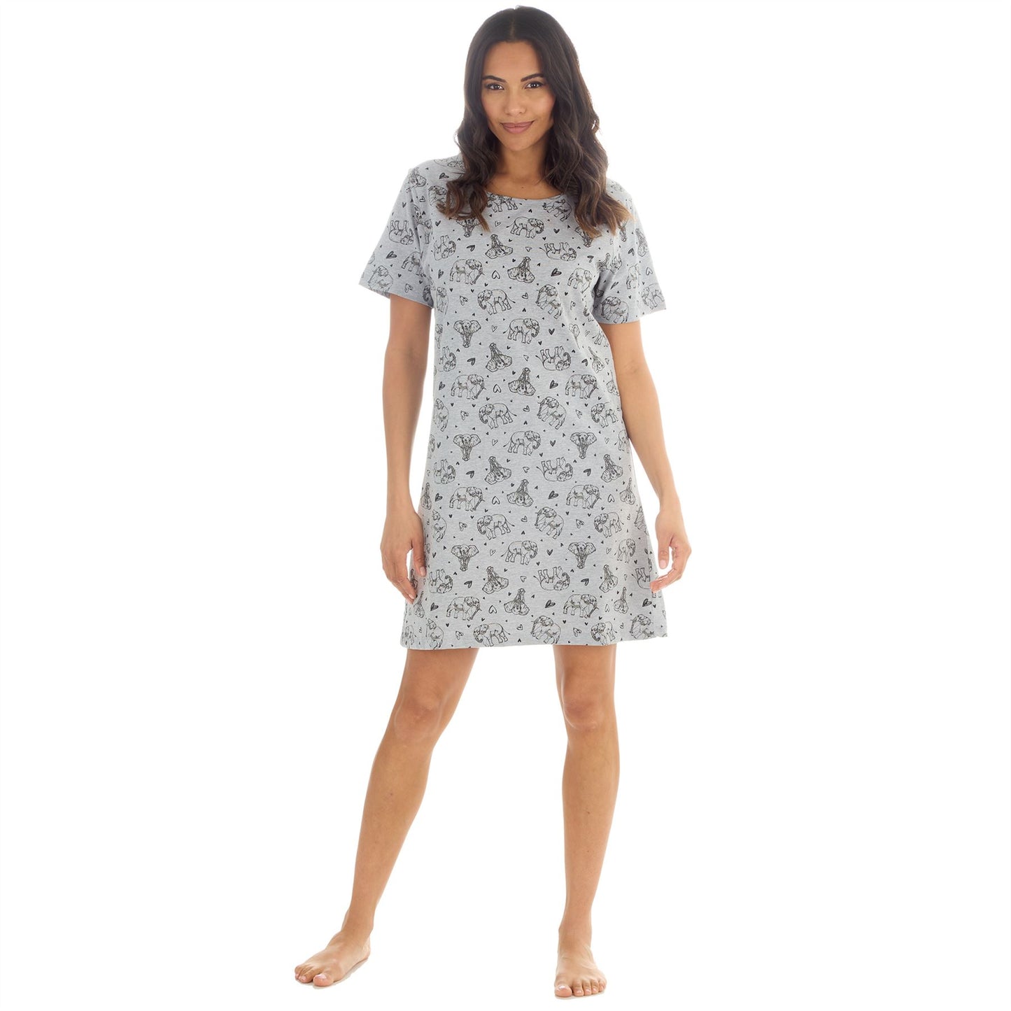 Forever Dreaming Elephants Womens Nightdress - Grey