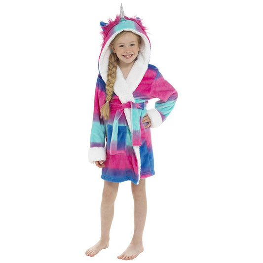 Foxbury Kids Multicoloured Unicorn Robe - Blue/Pink