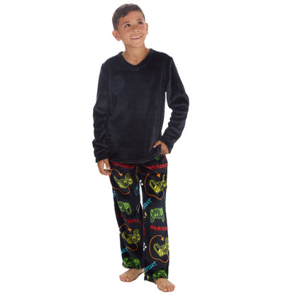 Cargo Bay Kids Fleece Gaming Pyjamas - Navy/Multi