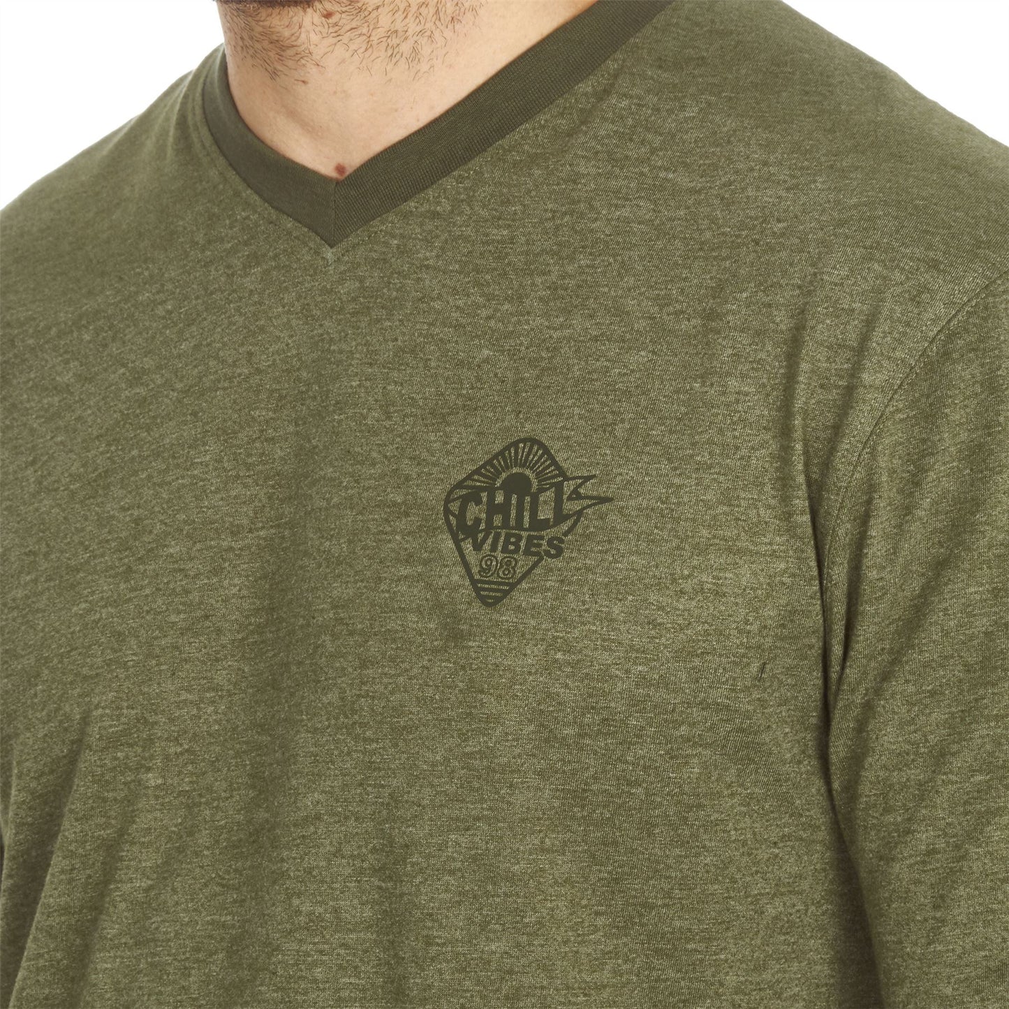 Cargo Bay Mens V Neck Top/Short Pyjamas - Khaki/Dark Khaki