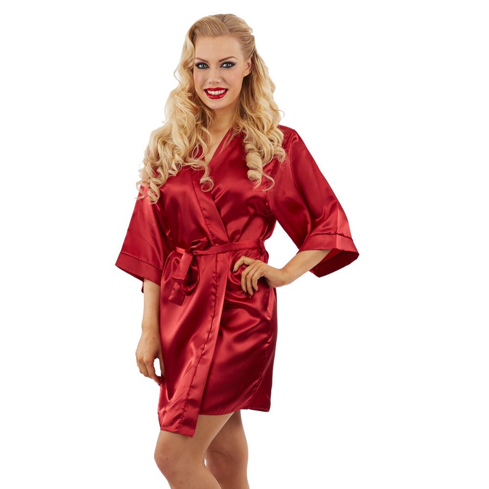 Classified Womens Satin Robe - Red