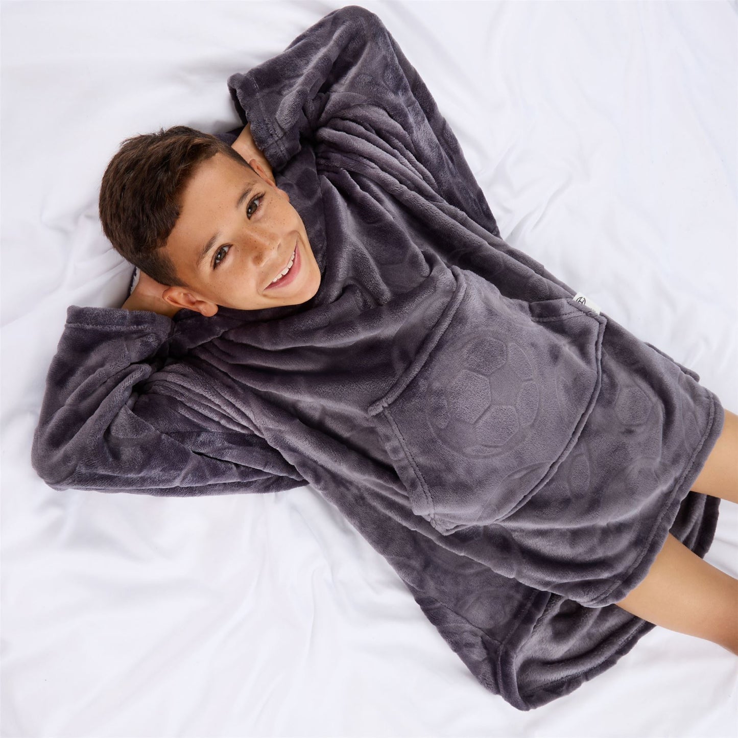 Huggable Hoodie Kids Fleece Oversized Embossed Hoodie - Football