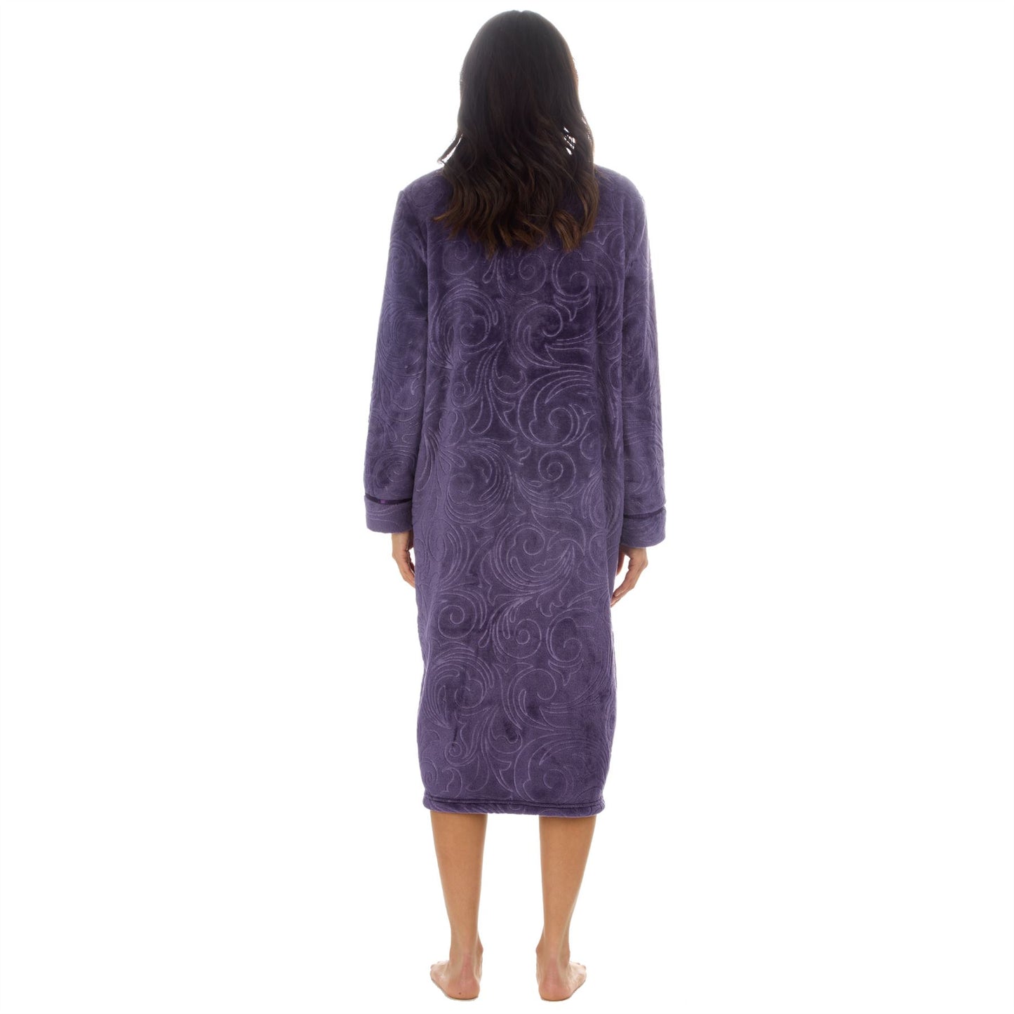 Countess Christie Womens Embossed Fleece Zip Robe - Purple