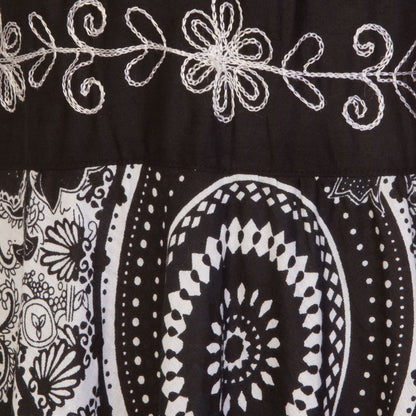 Pistachio Floral/Pattern Crossover Dress - Black