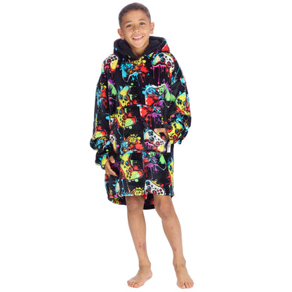Huggable Hoodie Kids Fleece Oversized Hoodie - Gaming Navy