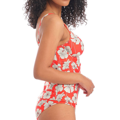 Freya Hibiscus Beach Plunge Tankini Top - Sunset