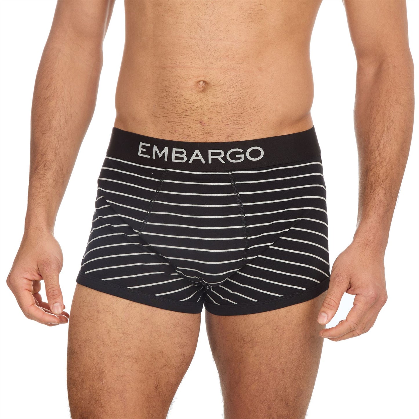 Embargo Mens Hipster Trunks (4 Pack) - Black Stripe