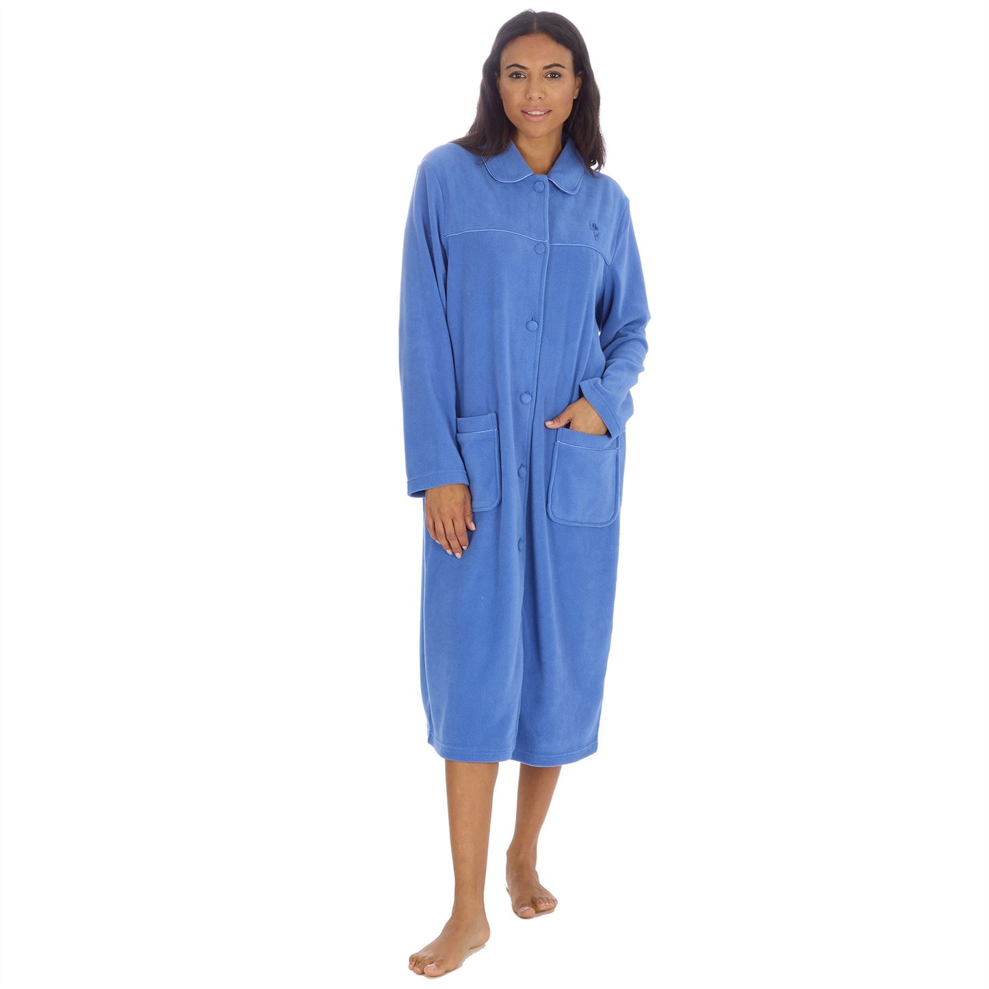 Countess Christie Longer Length Button Housecoat - Blue
