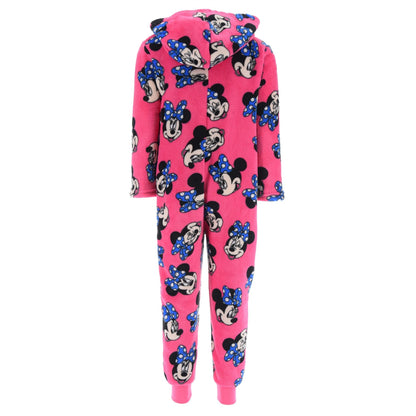 Disney Minnie Mouse Kids Hooded Fleece Onesie - Pink Minnie Mouse