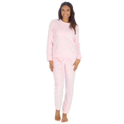Forever Dreaming Womens Plush Fleece Pyjama Set - Baby Pink