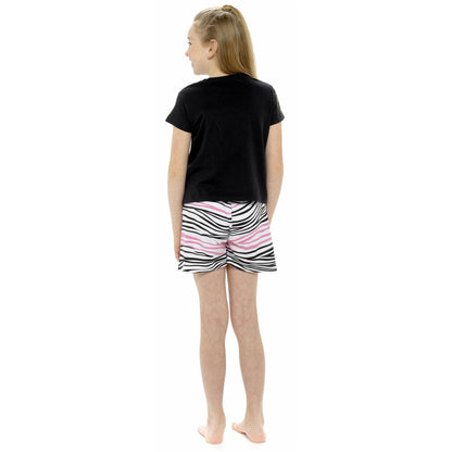 Foxbury Girls 'Wild Heart' Pyjama Top and Shorts - Black/Print
