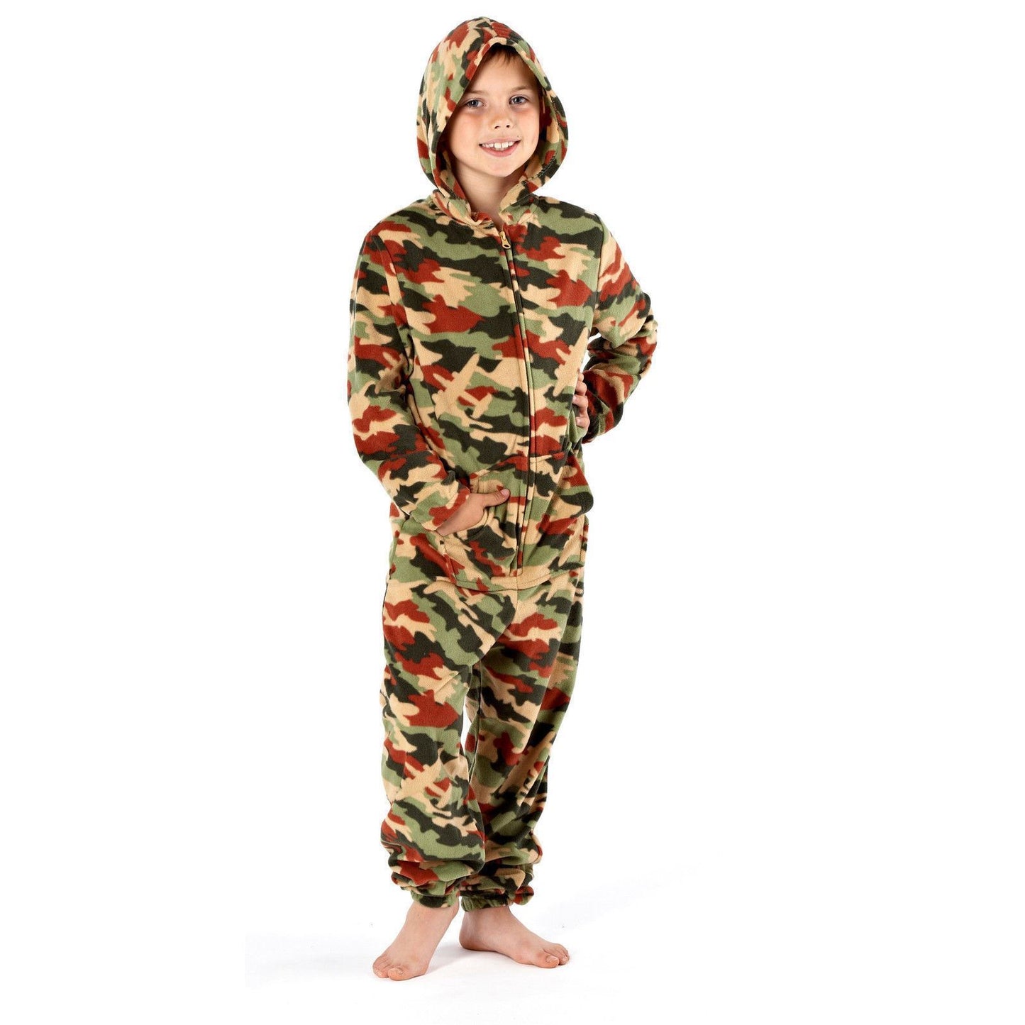 Nifty Kids Camo Print Hooded Onesie - Green