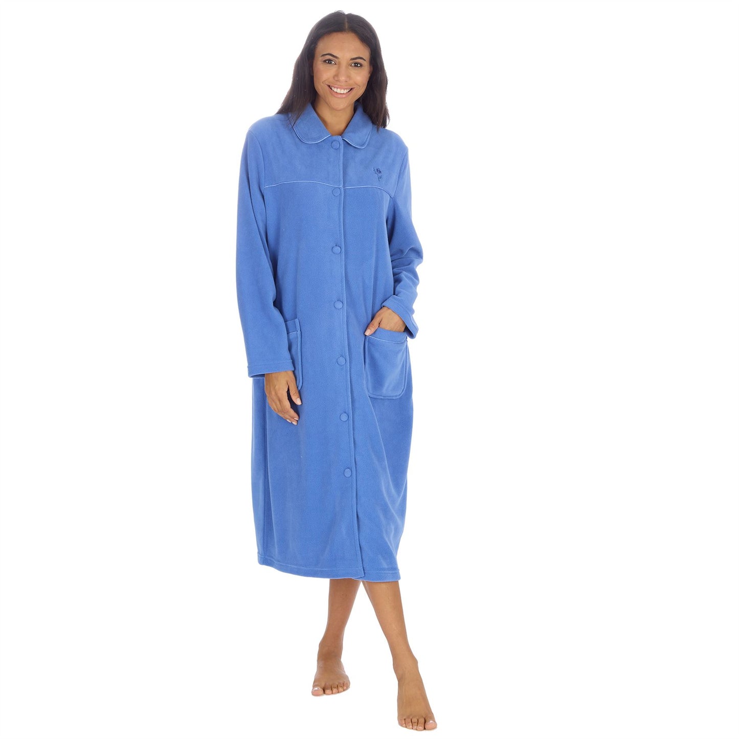 Countess Christie Longer Length Button Housecoat - Blue