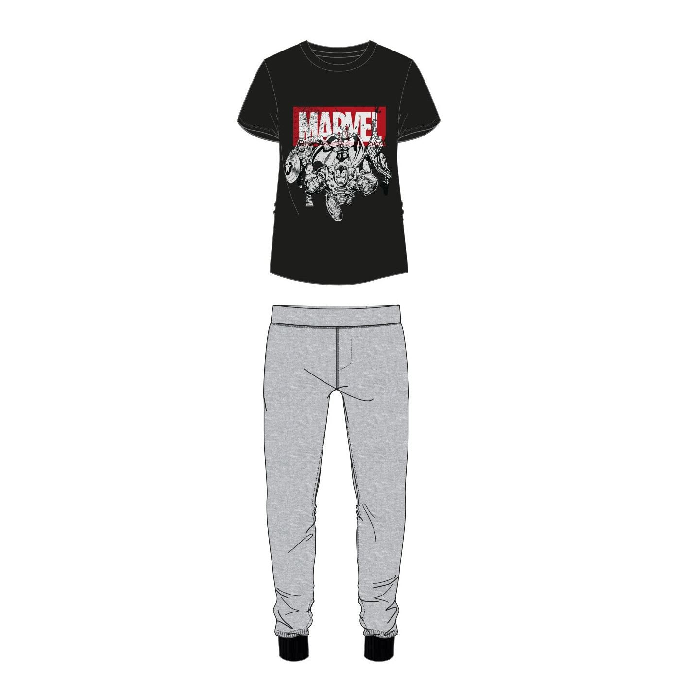 Mens Marvel Pyjamas - Black/Grey