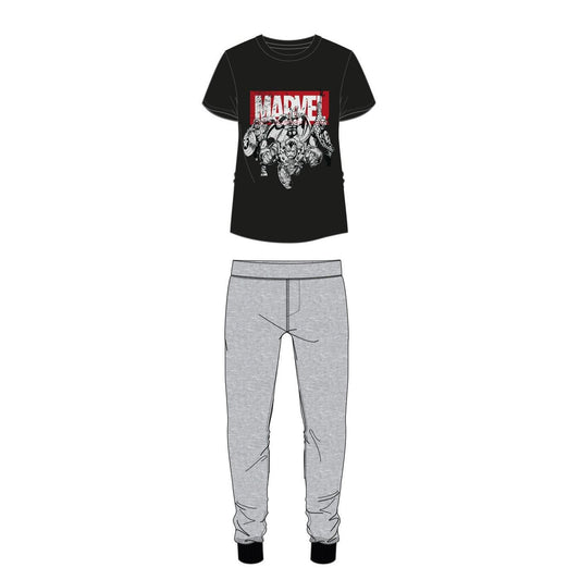 Mens Marvel Pyjamas - Black/Grey
