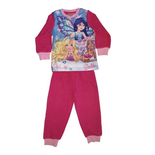 Girls Barbie Fleece Pyjamas - Fushia