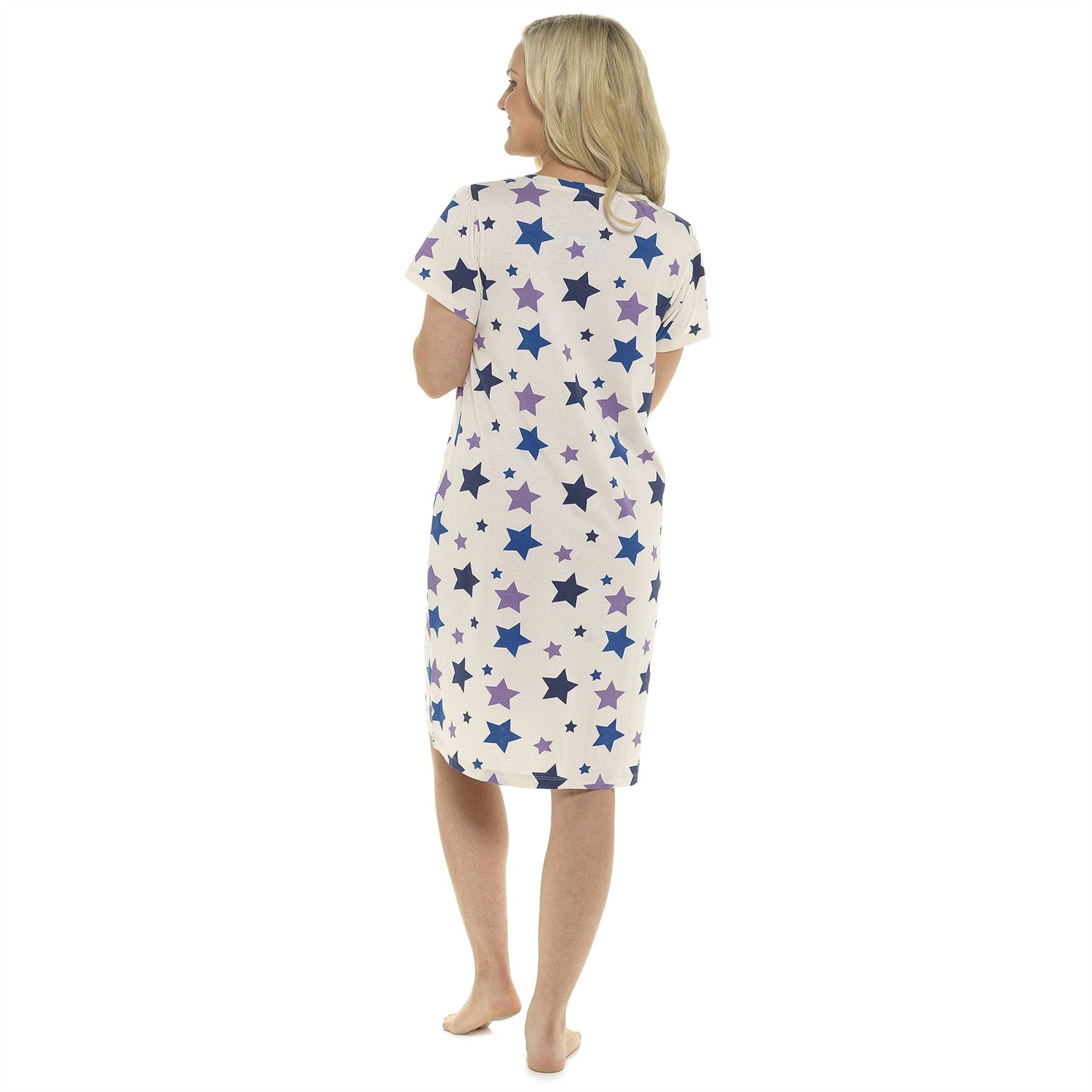 Foxbury Womens Jersey Star Print Nightdress - Oatmeal