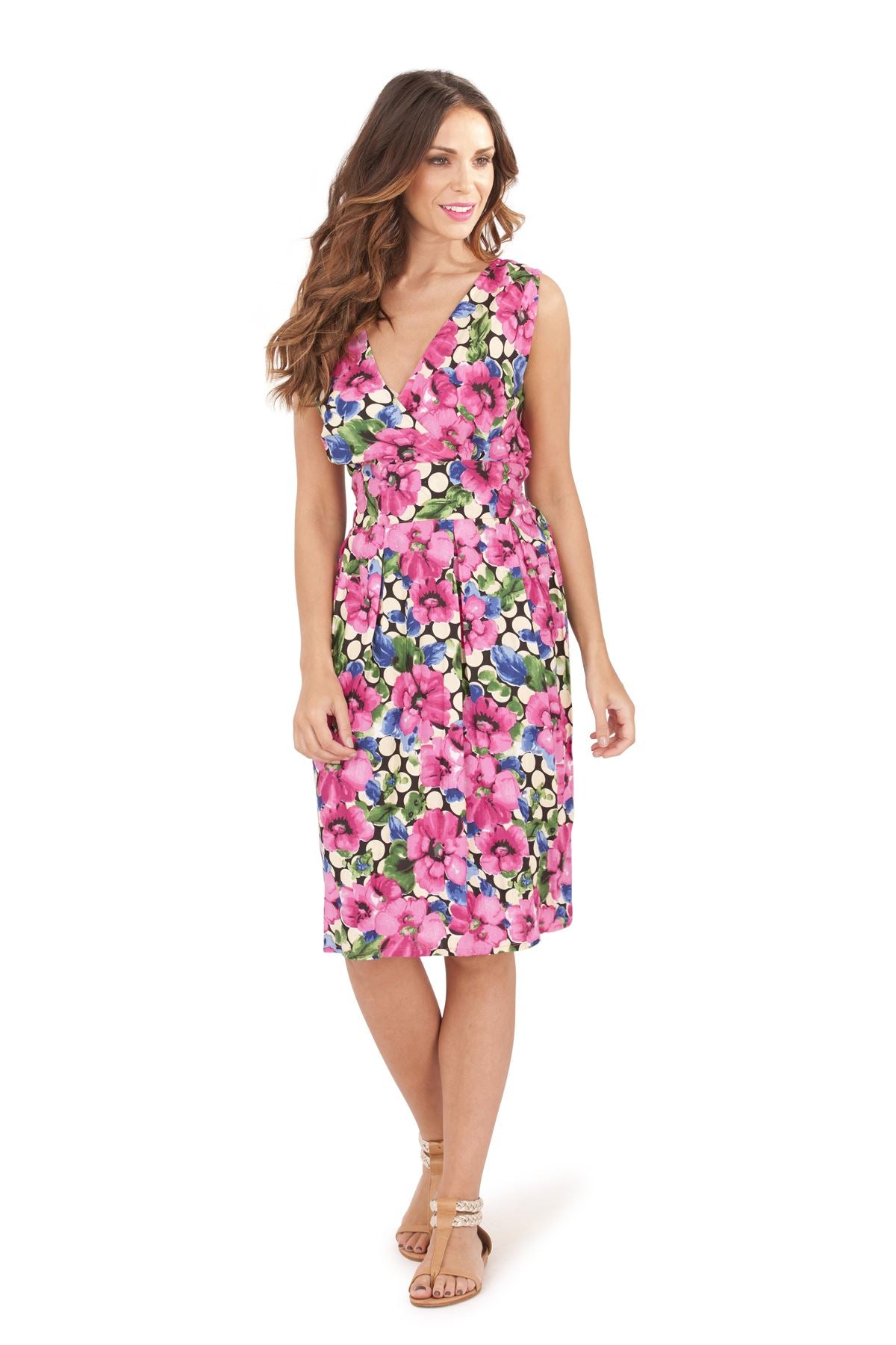 Pistachio Wrap Over Tie Dress - Pink