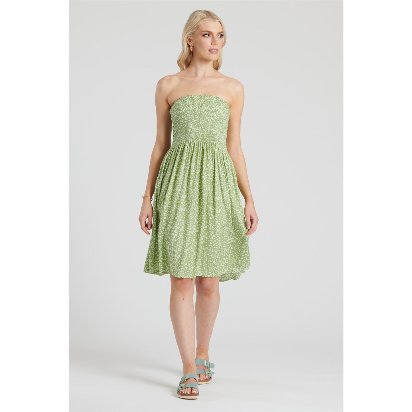 Pistachio Ditsy Floral 3 In 1 Dress - Green
