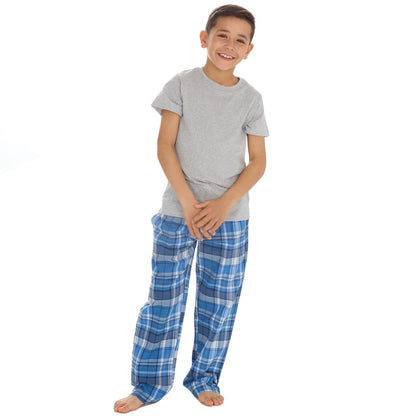 Cargo Bay Kids Top and Woven Check Bottoms - Grey Marl/Denim