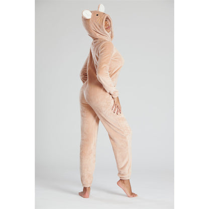 Loungeable Womens Fleece Mouse Onesie - Brown