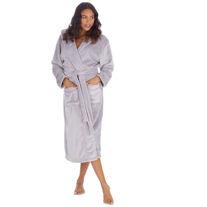 Forever Dreaming Womens Longer Length Shimmer Fleece Robe - Silver