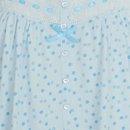 Cottonique Sleeveless Pastel Spot Nightdress - Blue Cottonique