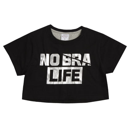 Forever Dreaming Womens 'No Bra Life' Crop Top/Shorts - Black/Grey