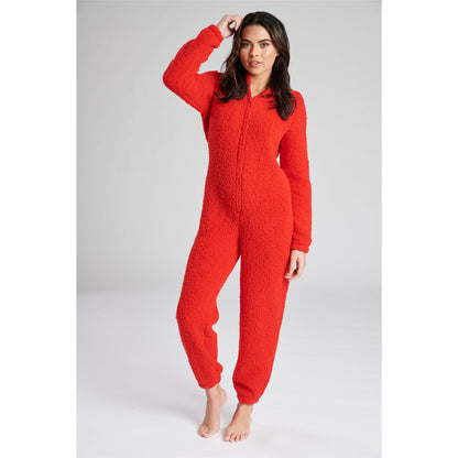 Loungeable Womens Borg Fleece Onesie - Red