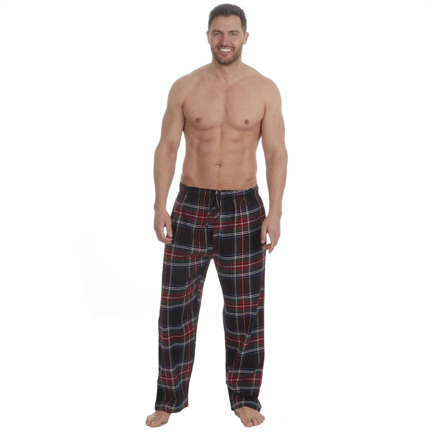 Embargo Mens Check Flannel Lounge Pants - Black/Multi Check
