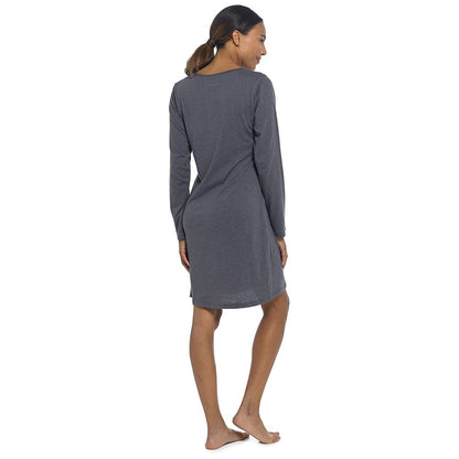 Follow That Dream Womens 'Good Morning' Rainbow Long Sleeve Nightdress - Charcoal