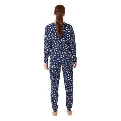 Indigo Sky Womens Dachshund Jersey Cotton Pyjamas - Navy