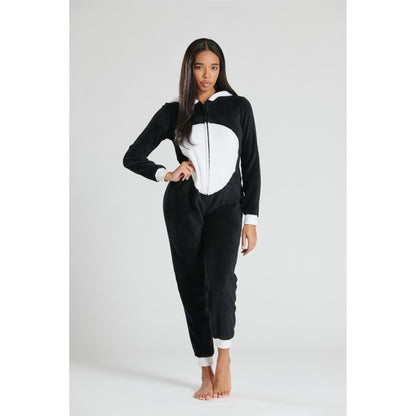 Loungeable Womens Panda Fleece Onesie - Black/White