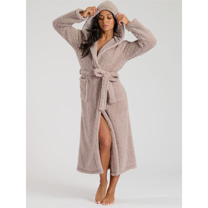 Loungeable Luxury Sherpa Fleece Maxi Robe - Mink