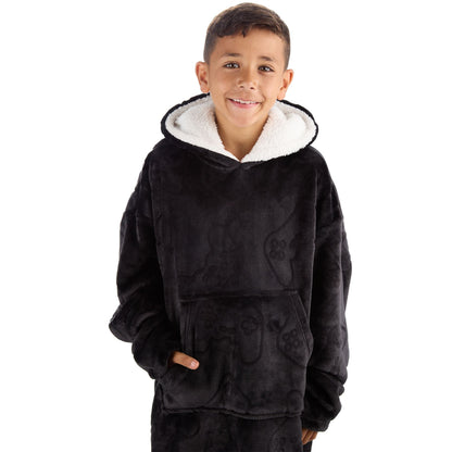 Huggable Hoodie Kids Fleece Oversized Embossed Hoodie - Gamer