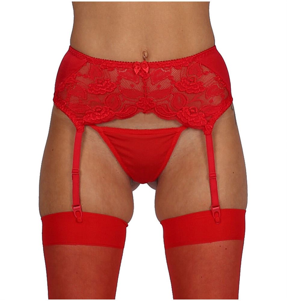 Classified Deep Suspender Belt - Red