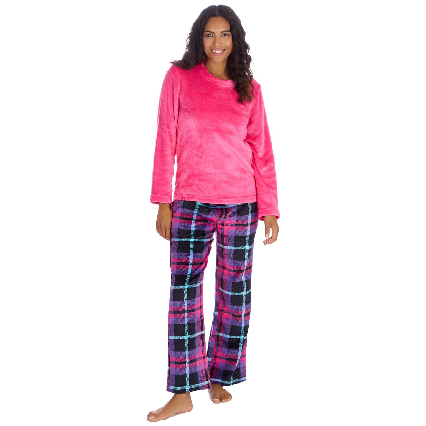 Forever Dreaming Womens Fleece Pyjamas - Purple Check