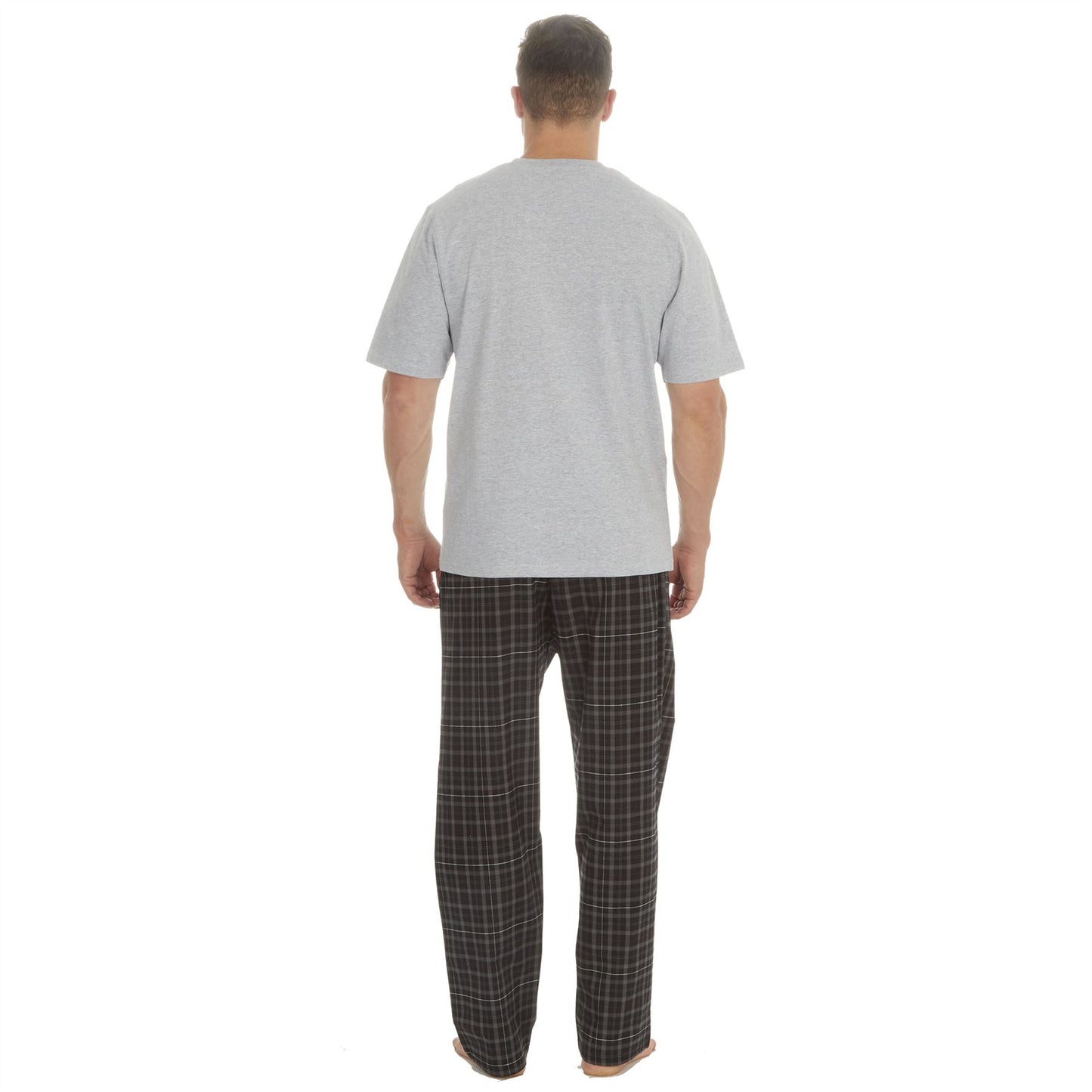 Cargo Bay Mens Jersey Top/Woven Check Bottoms - Grey/Black