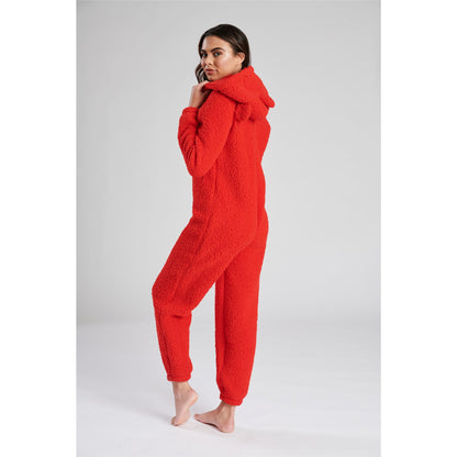 Loungeable Womens Borg Fleece Onesie - Red