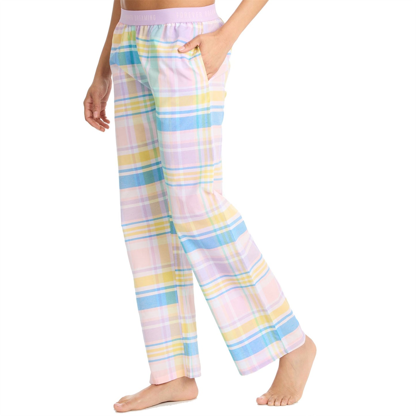 Forever Dreaming Womens Woven Check Lounge Pants - Pink