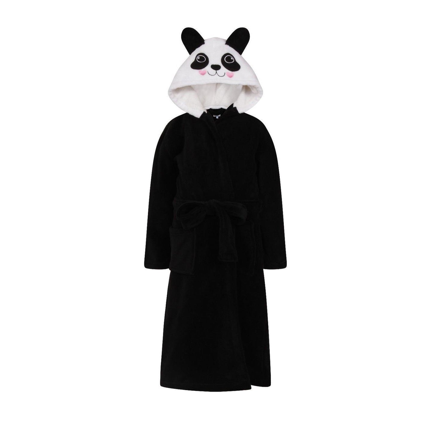 Nifty Kids Panda Fleece Robe - Black/White