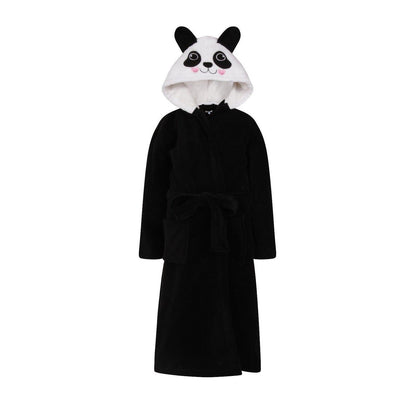 Nifty Kids Panda Fleece Robe - Black/White