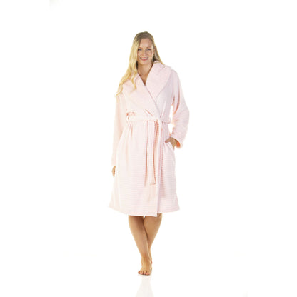 Wysteria Lane Womens Cut-Out Shawl Collar Fleece Robe - Pink