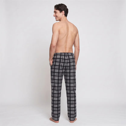 Gaubert Mens Check Fleece Lounge Pants (2 Pack) - Black/Blue Gaubert
