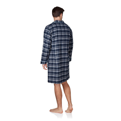 Haigman Mens Brushed Cotton Nightshirt - Black/Blue Check