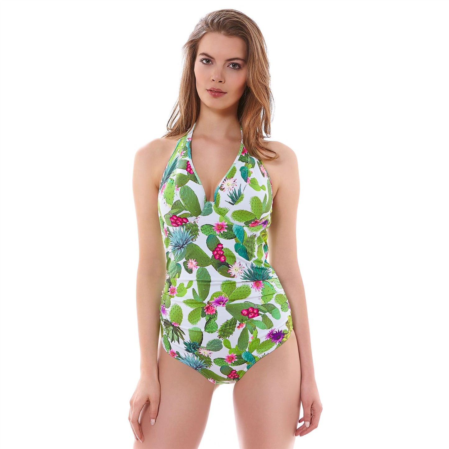 Freya Cactus Padded Halter Swimsuit - Lime Fizz