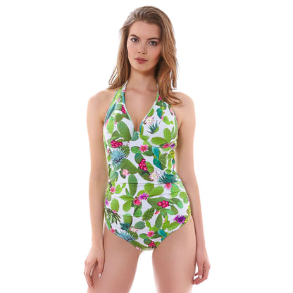 Freya Cactus Padded Halter Swimsuit - Lime Fizz