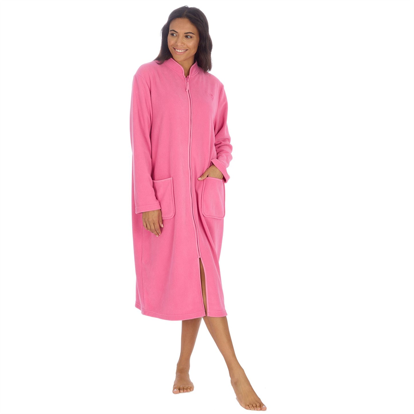 Countess Christie Longer Length Zip Housecoat - Pink