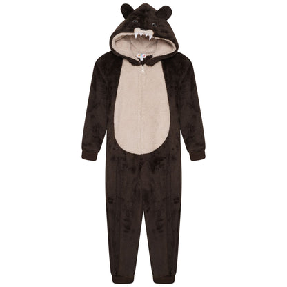 Nifty Kids Bear Fleece Onesie - Brown